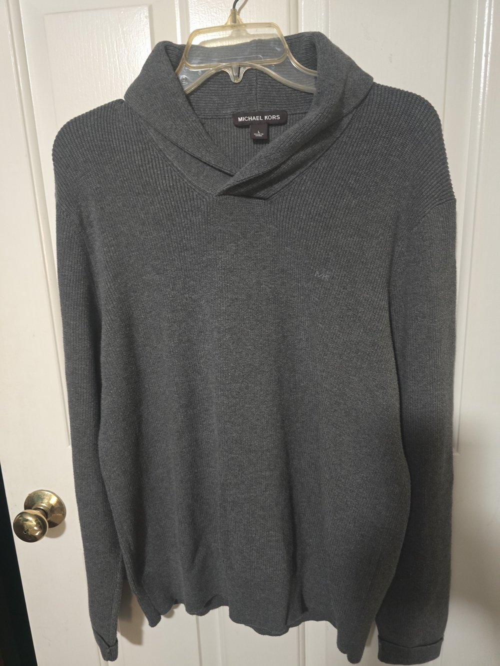 Michael Kors Men's Dark Gray Shawl Neck Turtleneck Sweater